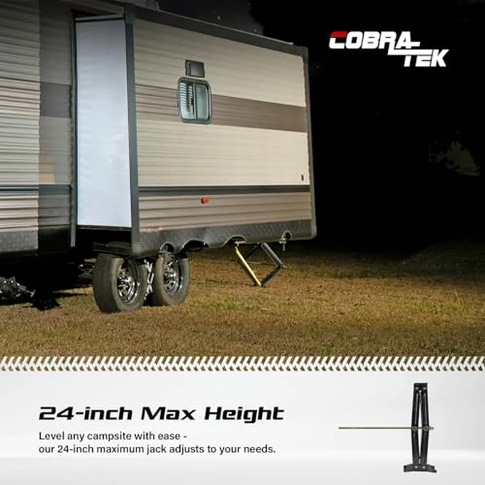Cobra-Tek Universal RV Camper Travel Trailer Stabilizer Leveling Scissor Jack, Bolt-on or Weld-on, 2500 lbs Load Capacity, 24" inch Height, 5th Wheel, Stable Bow-Tie Base, j-2500, J2500, CBK-1124-PBK by Cobra-Tek - Image 4