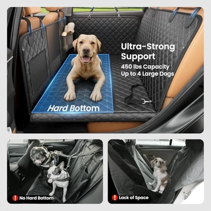 REEVAA Dog Car Seat Cover for Back Seat, Hard Bottom Dog Hammock, Pet Bed Extender for 2-4 Large/Medium Dogs, Waterproof Seat Protector, Universal L Size Fits for SUV Medium Truck, Black by REEVAA - Image 2