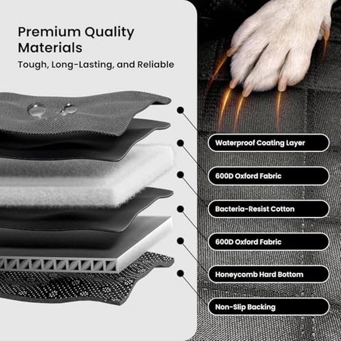 REEVAA Dog Car Seat Cover for Back Seat, Hard Bottom Dog Hammock, Pet Bed Extender for 2-4 Large/Medium Dogs, Waterproof Seat Protector, Universal L Size Fits for SUV Medium Truck, Black by REEVAA - Image 4