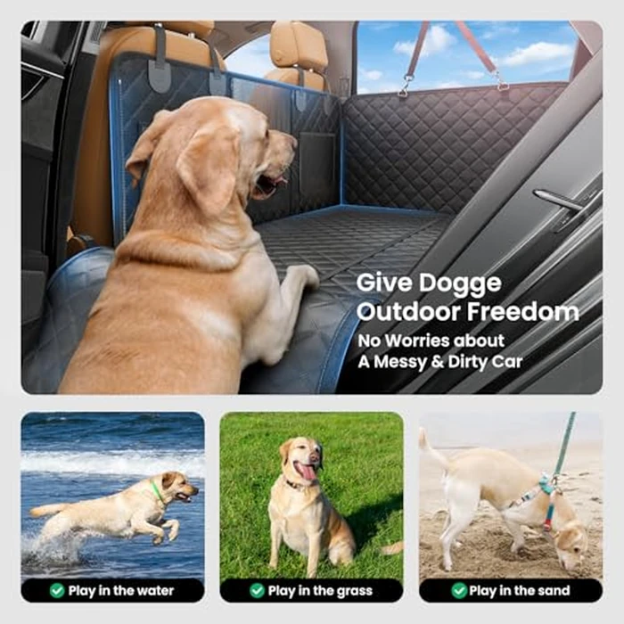 REEVAA Dog Car Seat Cover for Back Seat, Hard Bottom Dog Hammock, Pet Bed Extender for 2-4 Large/Medium Dogs, Waterproof Seat Protector, Universal L Size Fits for SUV Medium Truck, Black by REEVAA - Image 5