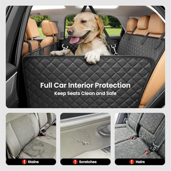 REEVAA Dog Car Seat Cover for Back Seat, Hard Bottom Dog Hammock, Pet Bed Extender for 2-4 Large/Medium Dogs, Waterproof Seat Protector, Universal L Size Fits for SUV Medium Truck, Black by REEVAA - Image 7