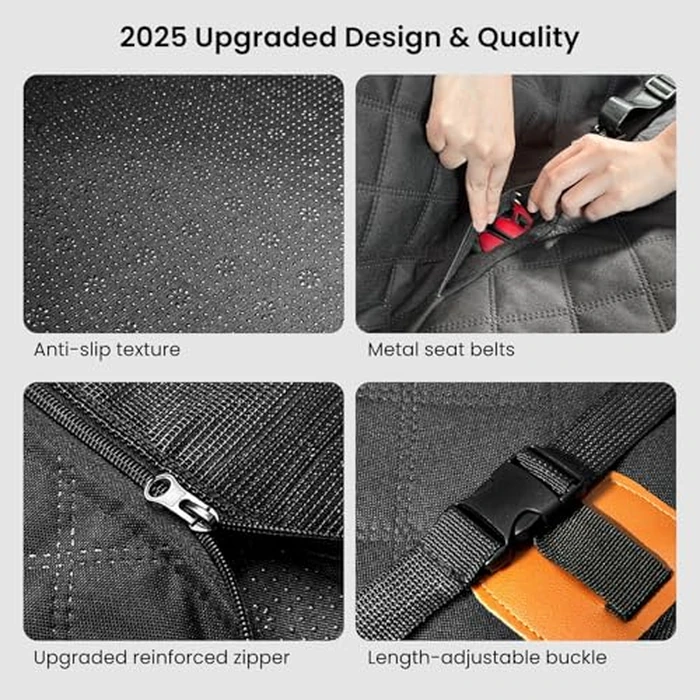 REEVAA Dog Car Seat Cover for Back Seat, Hard Bottom Dog Hammock, Pet Bed Extender for 2-4 Large/Medium Dogs, Waterproof Seat Protector, Universal L Size Fits for SUV Medium Truck, Black by REEVAA - Image 8