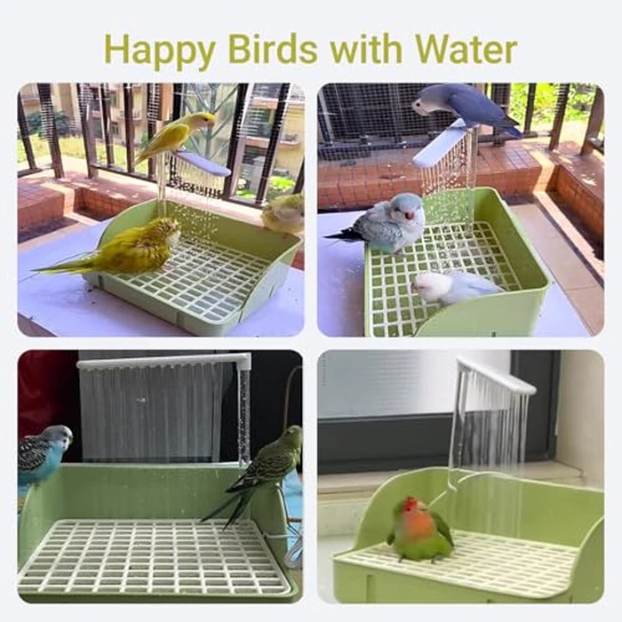 ROOJUNE Bird Bath, Automatic Parrot Shower Bath with Pump, Birds Shower Bathtub with Running Water, Birdcage, Medium Birds Parakeet Budgies Cockatiels Conures Finches, Lovebird by ROOJUNE - Image 5