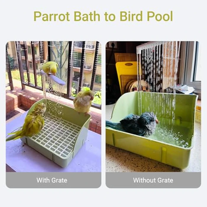ROOJUNE Bird Bath, Automatic Parrot Shower Bath with Pump, Birds Shower Bathtub with Running Water, Birdcage, Medium Birds Parakeet Budgies Cockatiels Conures Finches, Lovebird by ROOJUNE - Image 6