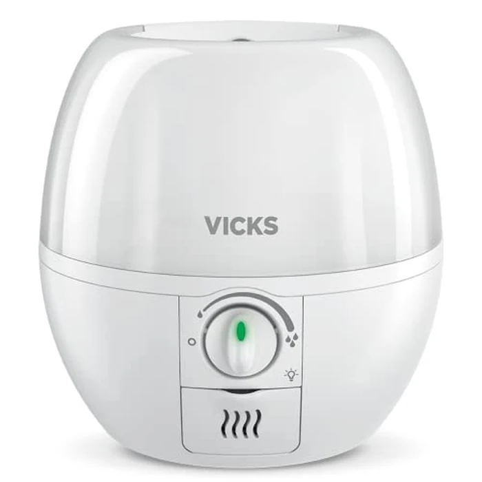 Vicks VUL500C 3-in-1 SleepyTime Ultrasonic Humidifier Diffuser Night-Light, Small Humidifier for Baby, Bedroom, Office Desk, with Variable Output Control, Scent Pad Slots, Auto Shut-Off, 2.3L/0.6Gal by Vicks - Image 1