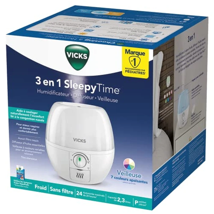 Vicks VUL500C 3-in-1 SleepyTime Ultrasonic Humidifier Diffuser Night-Light, Small Humidifier for Baby, Bedroom, Office Desk, with Variable Output Control, Scent Pad Slots, Auto Shut-Off, 2.3L/0.6Gal by Vicks - Image 9