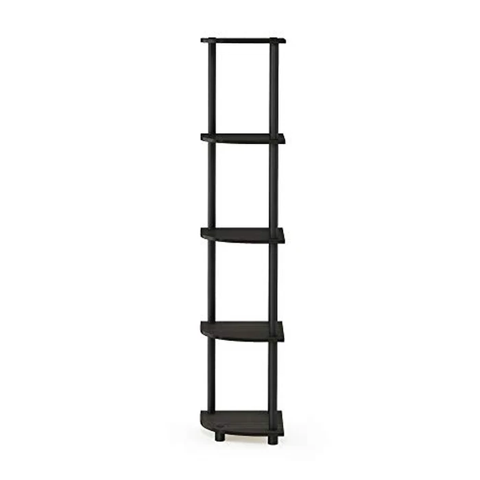 Furinno TURN-N-TUBE Corner Shelf, 5-Tier Corner Bookshelf, Open Storage Shelves, for Organization and Storage, Living Room, Home Office, Garage, Bedroom, Espresso by Furinno - Image 8