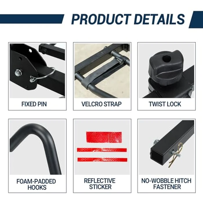 Bike Rack Hitch, 2 Bike Rack for Hitch, Hitch Mount Bike Rack for Car SUV Truck, 160 lbs Capacity, Foldable Tilt-Away Trailer Hitch Bike Rack for E-Bikes and Fat Tire Bikes, Fits 2" Receiver by Season Guard - Image 9