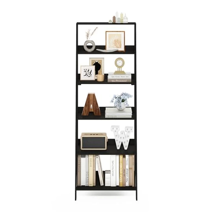 Furinno Ladder Storage Shelves, 6-Tier Ladder Open Book Shelf, Corner Shelf, for Living Room, Bedroom, Home Office, Espresso by Furinno - Image 3