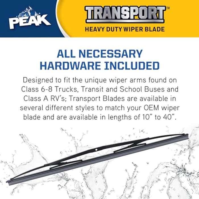 PEAK Transport Heavy Duty Windshield Wiper Blade, Durable Metal Wiper Blade Replacement for Class 6-8 Trucks, Class A RV's, and Transit Buses with Saddle Wiper Arm and 36" Wide Saddle Blade by Peak - Image 5