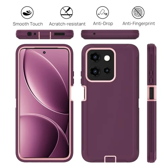 ScandiCasis for Moto G Play 5G 2025/Moto G 2025 Protective Case, Heavy Duty [Shockproof] [Dropproof] [Dustproof] Phone Case 3-Layer Rugged Hard Cover, Purple/Pink by ScandiCasis - Image 3
