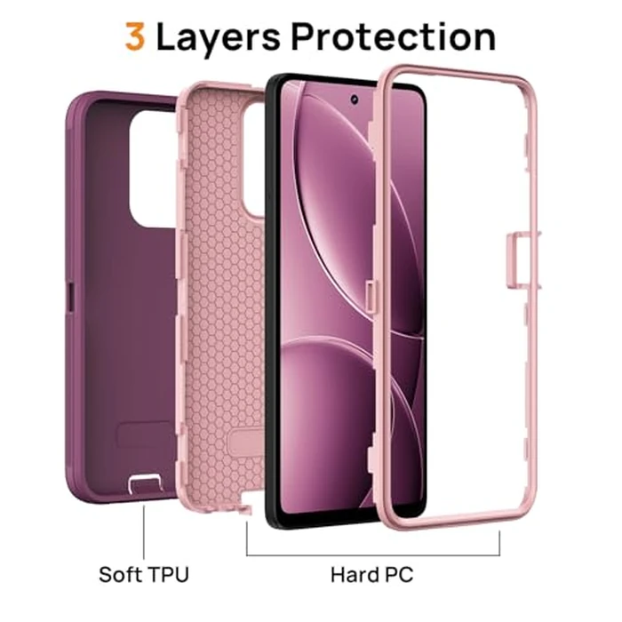 ScandiCasis for Moto G Play 5G 2025/Moto G 2025 Protective Case, Heavy Duty [Shockproof] [Dropproof] [Dustproof] Phone Case 3-Layer Rugged Hard Cover, Purple/Pink by ScandiCasis - Image 4