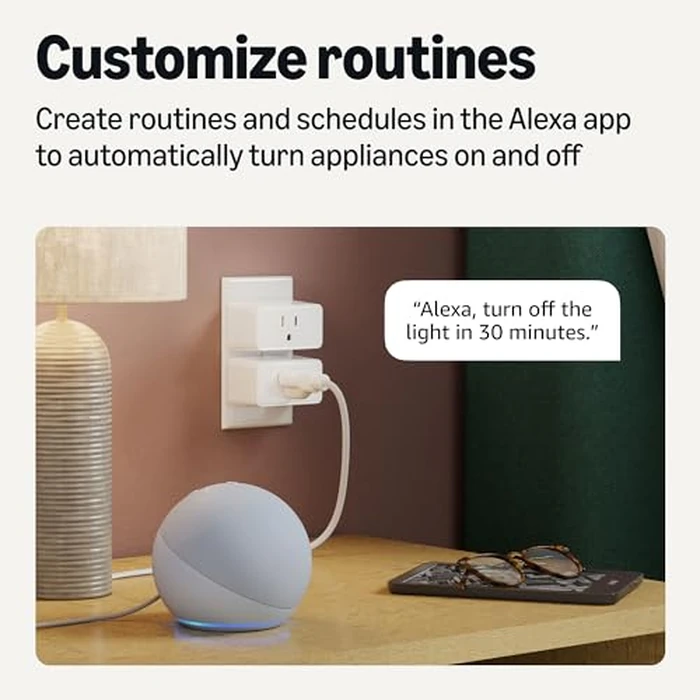 Amazon Basics Smart Plug, Works with Alexa Only, Voice Control, Remote APP Control, Schedule, Compact Design, Versatile, 2.4 GHz Wi-Fi, No Hub Required, 4-Pack, White by Amazon Basics - Image 4