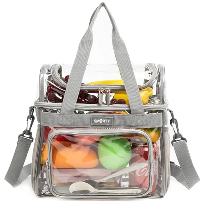 J.CARP Clear Lunch Tote Heavy Duty Stadium Bag Approved Durable Crossbody for Sports Events Concerts Work College (Small 10 x 9.5 x 6in, Grey) by J.CARP - Used - Like New condition - US$24.56