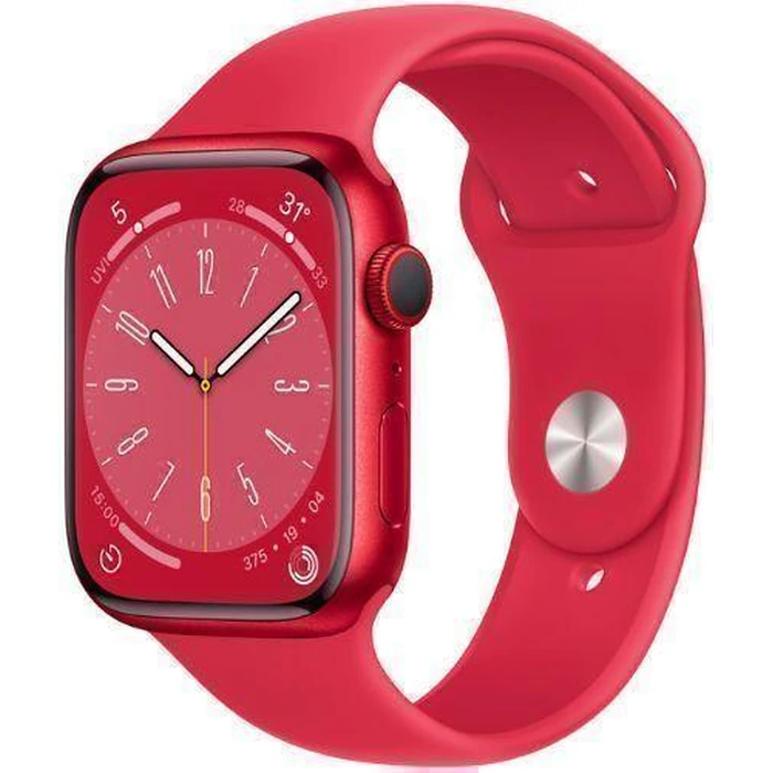 Apple Watch Series 8 (GPS) - 32GB - 45mm - Red Aluminum Case with Red Rubber Sport Band by Apple - Image 2