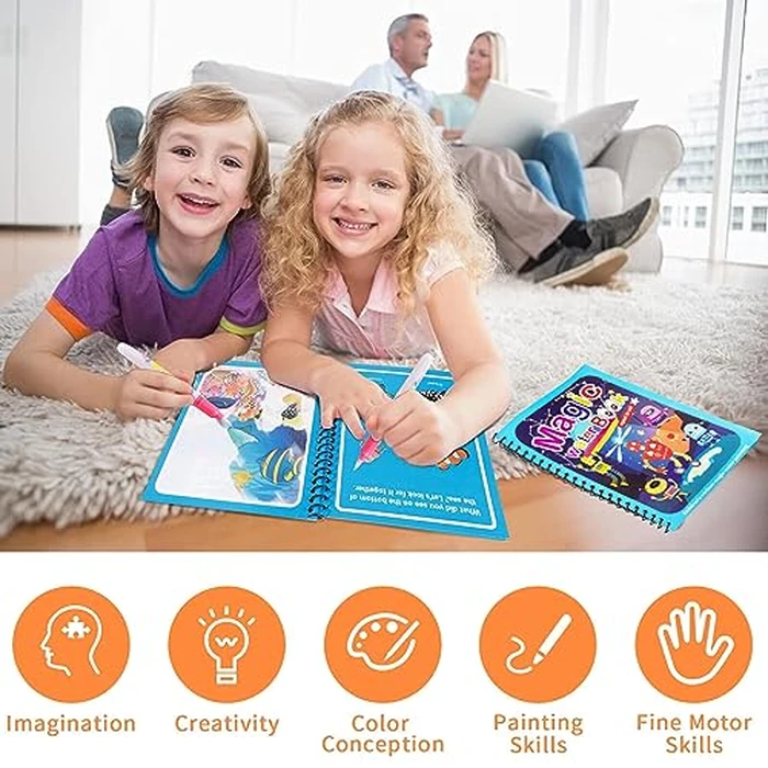 Water Coloring Books, 8 Pack Water Painting Book, Water Magic Paint Set Drawing Books for Toddlers Boy Girl Educational School Classroom Learning Gifts by PANGDUDULI - Image 7