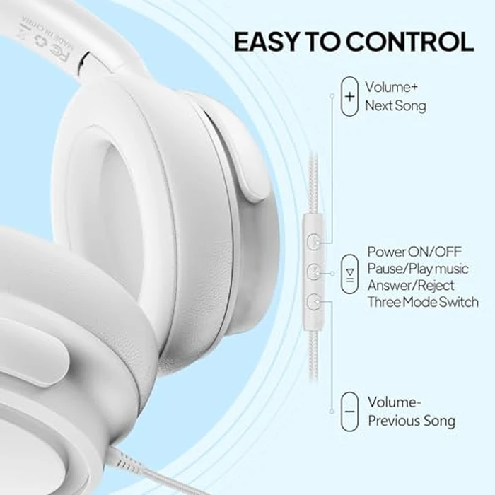 ADOOPE Wired Over-Ear Headphones with USB C Connector, Hi-Fi Stereo Sound, Noise-Isolating Ear Cups, Comfortable Fit for USB C Devices (White) by ADOOPE - Image 5
