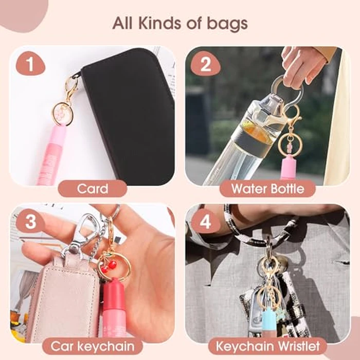 Limpskys Keychain Cap for Summer Fridays Lip Balm 0.5 oz - Lid with Key Ring & Charm, Fits Topicals 0.5 oz & e.l.f. Glow Reviver 0.52 oz Tubes - Lip Gloss Keychain (Lip Balm Not Included) by Limpskys - Image 4