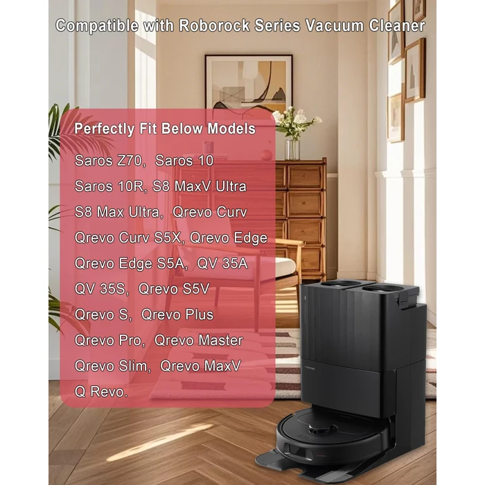 E-HAO 20 Pack Disposable Vacuum Dust Bag Replacement for Roborock Saros Z70/10/10R, S8 Max/MaxV Ultra, Q revo, Qrevo S5V/S/Plus/Pro/Master/Slim/MaxV/Curv/Edge Series and QV Series by E-HAO - Used - Like New condition