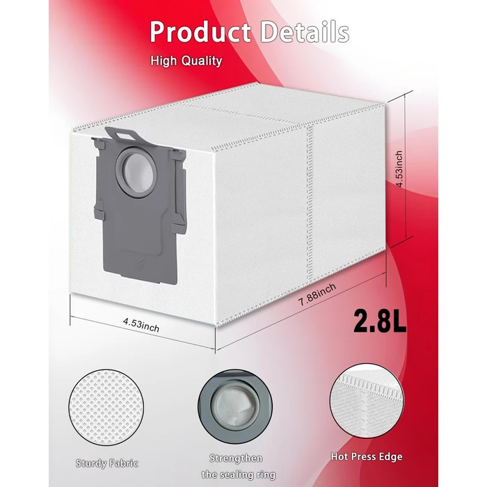 E-HAO 20 Pack Disposable Vacuum Dust Bag Replacement for Roborock Saros Z70/10/10R, S8 Max/MaxV Ultra, Q revo, Qrevo S5V/S/Plus/Pro/Master/Slim/MaxV/Curv/Edge Series and QV Series by E-HAO - Image 3