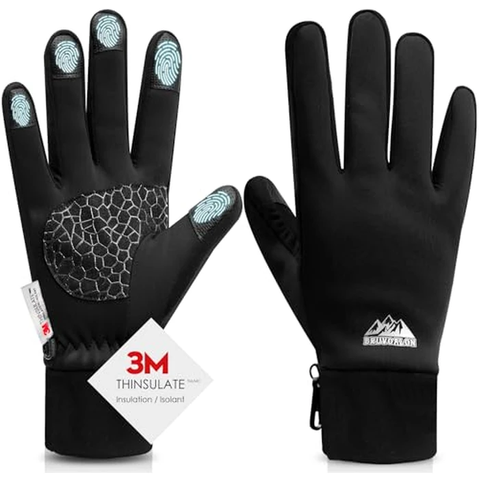 Bruvoalon Winter Gloves for Women & Men, 3M Thermal Insulation, Lycra Fabric, Touchscreen, Anti-Slip, Black, S by Bruvoalon - Used - Like New condition - US$8.99