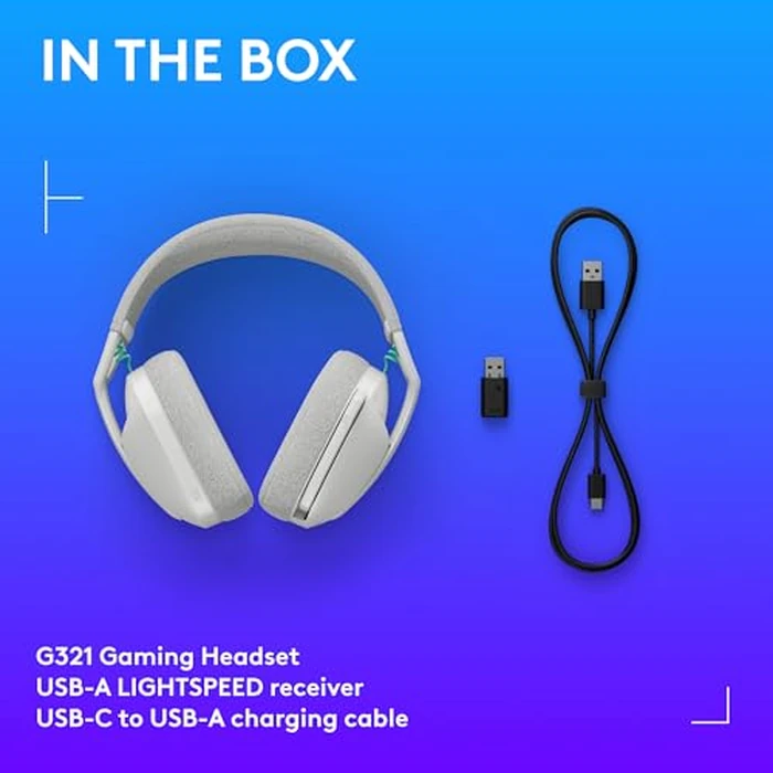 Logitech G321 Lightspeed Wireless Bluetooth Gaming Headset, Dynamic Comfort and fit, 16 kHz Boom mic, 20+ hrs Battery, PC, PS4, PS5, Nintendo Switch, Mobile - White by Logitech G - Image 9