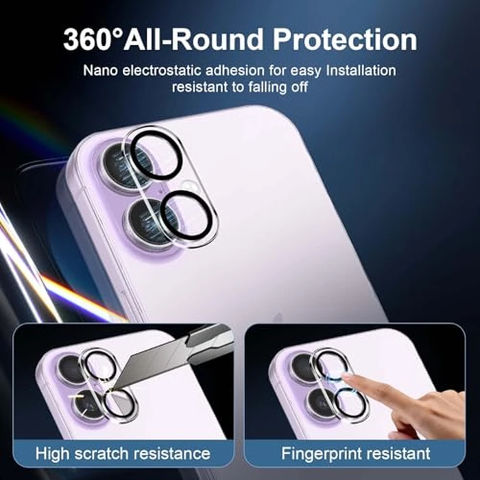 NEW'C 3x Screen Protector for iPhone 17 (6.3 inches)+ 3x Camera Lens Protector, Sensor Protection, Case Friendly Tempered Glass Film, Ultra Resistant, Easy installation tool include by NEW'C - Image 4