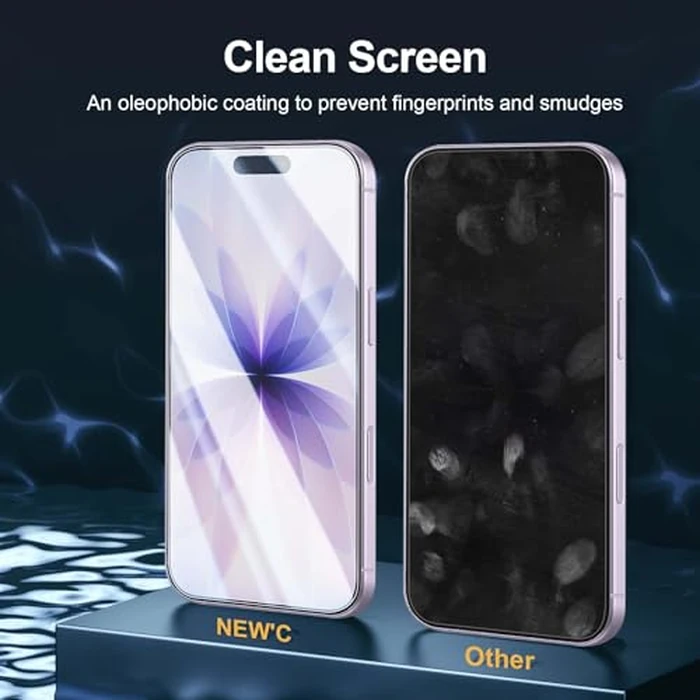 NEW'C 3x Screen Protector for iPhone 17 (6.3 inches)+ 3x Camera Lens Protector, Sensor Protection, Case Friendly Tempered Glass Film, Ultra Resistant, Easy installation tool include by NEW'C - Image 5