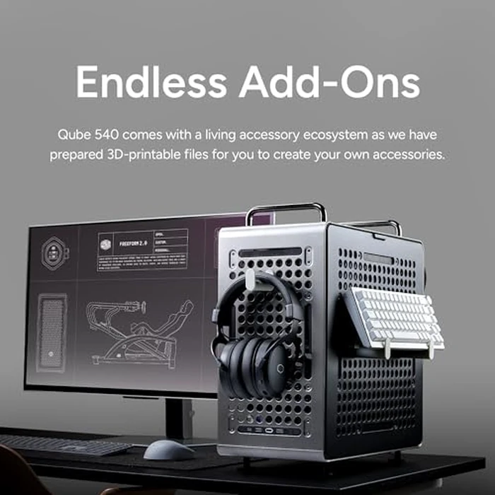 Cooler Master QUBE 540 ATX Mid-Tower PC Case - Highly Customizable Modular Computer Chassis with Movable I/O Panel, Multi-Position PSU Mount, Tempered Glass Panel & Portable Handles - Stardust Iron by Cooler Master - Image 3