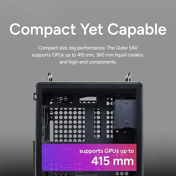 Cooler Master QUBE 540 ATX Mid-Tower PC Case - Highly Customizable Modular Computer Chassis with Movable I/O Panel, Multi-Position PSU Mount, Tempered Glass Panel & Portable Handles - Stardust Iron by Cooler Master - Image 4