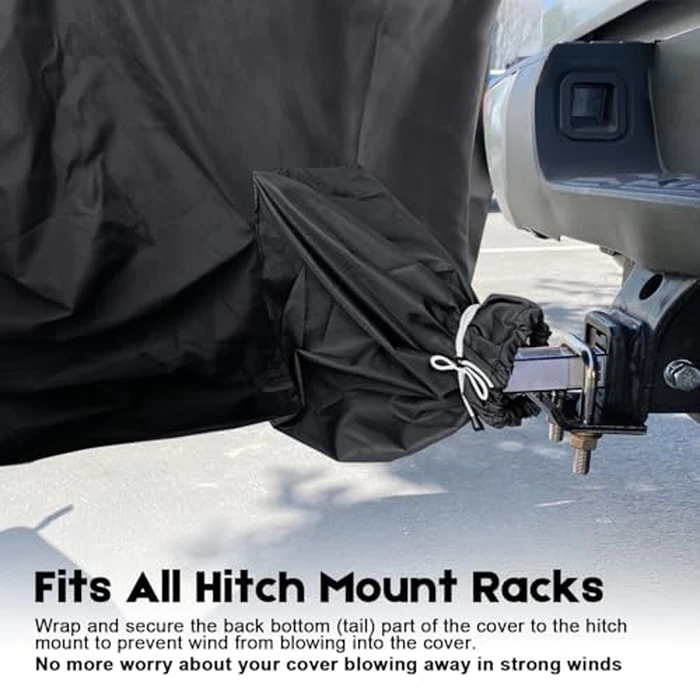 iCOVER Bike Cover for 2 Bikes transport on Hitch Rack, with Tail Lights & License Plate Pocket, 600D Heavy Duty Waterproof bicycle E-Bike Cover for transportation, Incl Towing Light & Bungee Cargo Net by i COVER - Image 8