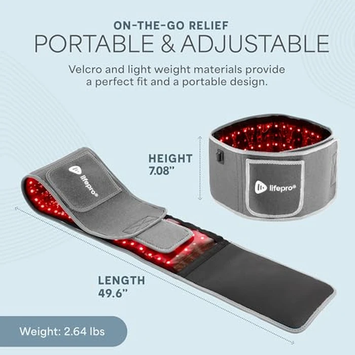 Lifepro Red Light Therapy Belt - Infrared Red Light Therapy for Body, Back and Shoulder - 660nm & 850nm Near Infrared Heating Pad - Adjustable & Portable for Wellness & Relaxation by LifePro - Image 4