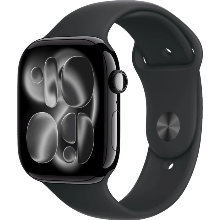 Apple Watch Series 11 (Cellular + GPS) - 64GB - 42mm - Jet Black Aluminum Case with Black Silicone Sport Band - S/M Size by Apple - Image 2