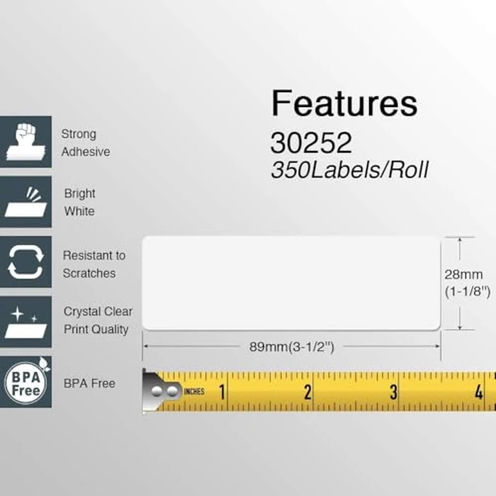 BETCKEY - Compatible DYMO 30252 (1-1/8" x 3-1/2") Address & Barcode Labels - Compatible with DYMO Labelwriter 450, 4XL, NOT Fit 550 & 5XL [10 Rolls/3500 Labels] by BETCKEY - Image 3