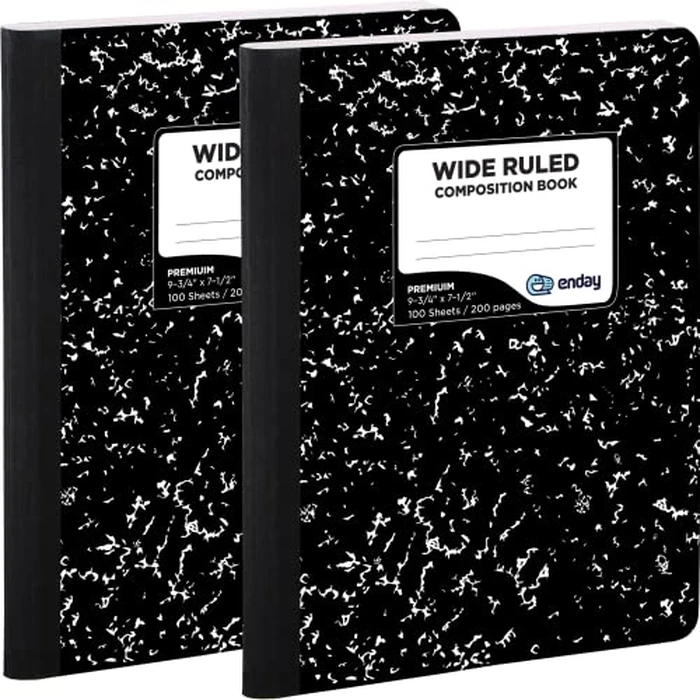 Emraw Black & White Marble Style Cover Composition Book with 100 Sheets of Wide Ruled White Paper (2 Pack) by Emraw - Image 2