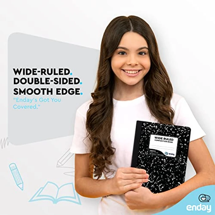 Emraw Black & White Marble Style Cover Composition Book with 100 Sheets of Wide Ruled White Paper (2 Pack) by Emraw - Image 3