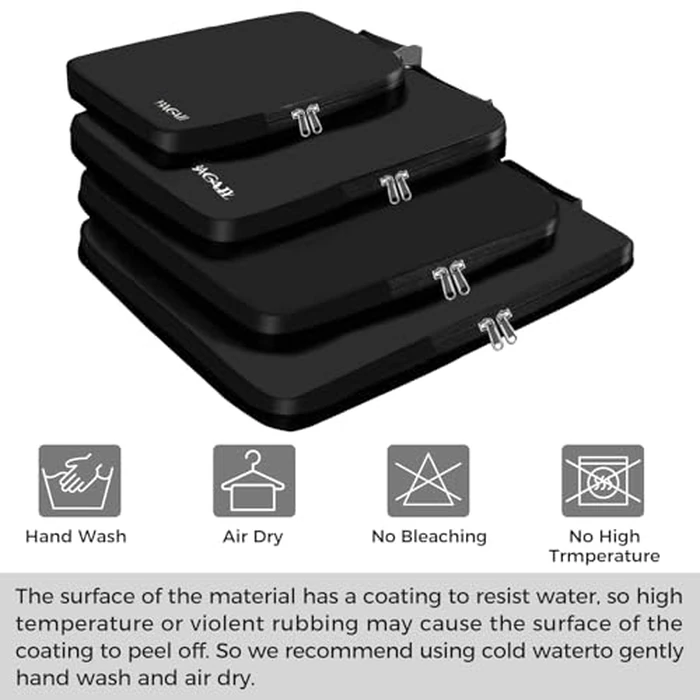 BAGAIL 4 Set/6 Set/8 Set Compression Packing Cubes Travel Accessories Expandable Packing Organizers (Cloth Pattern, 4-Black) by BAGAIL - Image 8