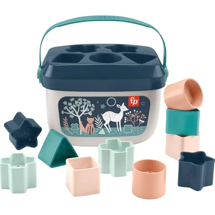 Fisher-Price Baby's First Blocks - Navy Fawn, Set of 10 Blocks for Stacking and Sorting Play for Infants Ages 6 Months and Older by Fisher-Price - Used - Acceptable condition
