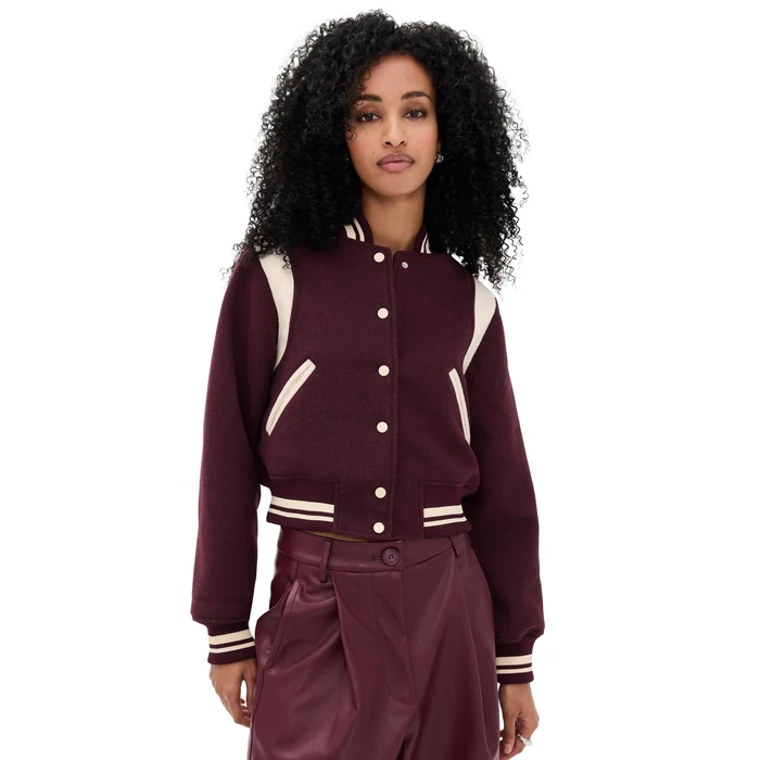 [BLANKNYC] Women's Smart Move Bomber Jacket, Burgundy Multi, S by [BLANKNYC] - Used - Like New condition - US$58.61