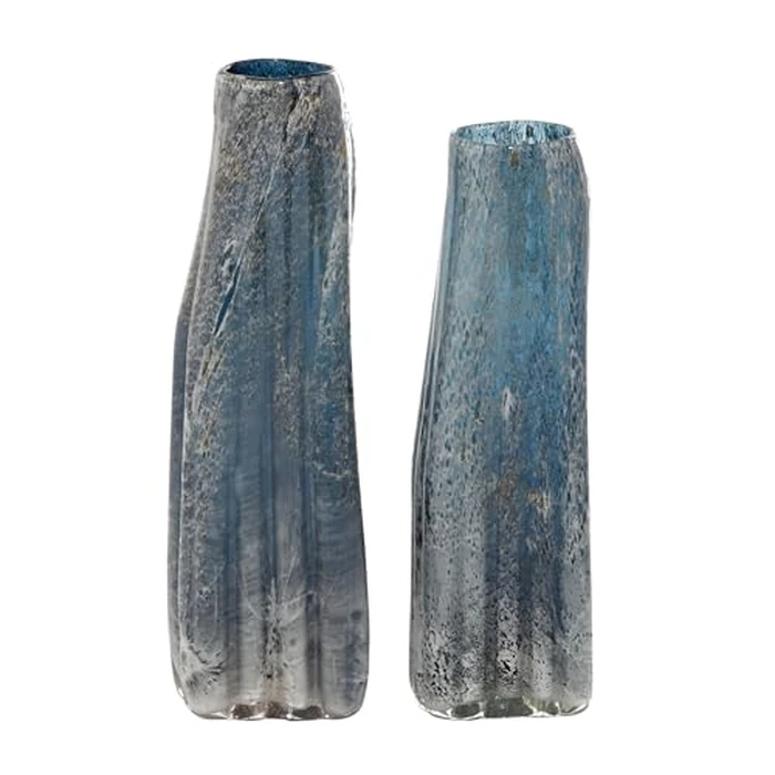 Deco 79 Glass Handmade Blown Vase, Set of 2 16", 15" H, Blue by Deco 79 - Used - Very Good condition - CA$66.39