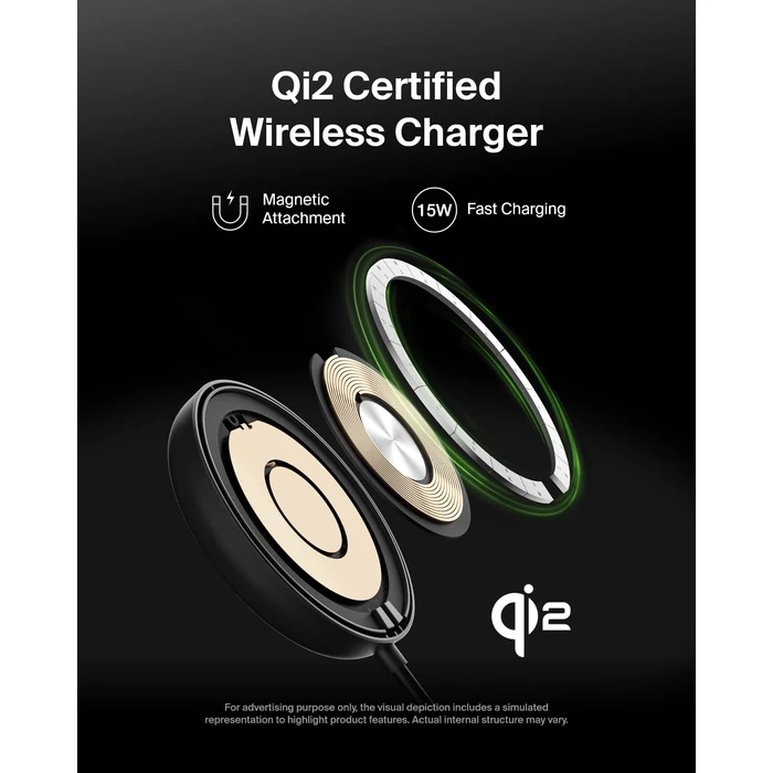 Belkin Magnetic Wireless Charging Pad 15W w/Pop-Up Stand - MagSafe-Compatible Qi2-Certified Wireless Charger for iPhone 17 Series, Samsung Galaxy S25, AirPods, & More w/Power Supply Included - Black by Belkin - Image 2