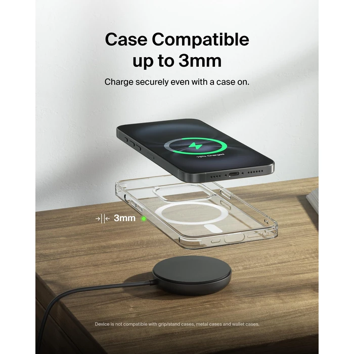 Belkin Magnetic Wireless Charging Pad 15W w/Pop-Up Stand - MagSafe-Compatible Qi2-Certified Wireless Charger for iPhone 17 Series, Samsung Galaxy S25, AirPods, & More w/Power Supply Included - Black by Belkin - Image 7