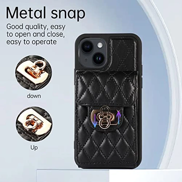 Phone Case for iPhone 14 Plus 6.7 inch Wallet Cover with Credit Card Holder Crossbody Strap Long Lanyard Leather Cell Accessories i-Phone 14+ iPhone14Plus 5G i i14 + iPhone14 14Plus Women Girls Black by Asuwish - Image 5