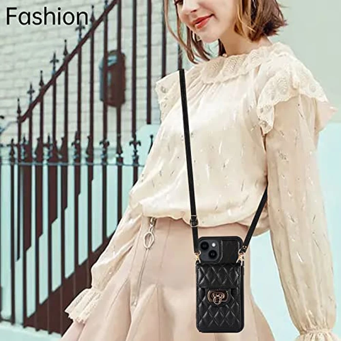 Phone Case for iPhone 14 Plus 6.7 inch Wallet Cover with Credit Card Holder Crossbody Strap Long Lanyard Leather Cell Accessories i-Phone 14+ iPhone14Plus 5G i i14 + iPhone14 14Plus Women Girls Black by Asuwish - Image 7