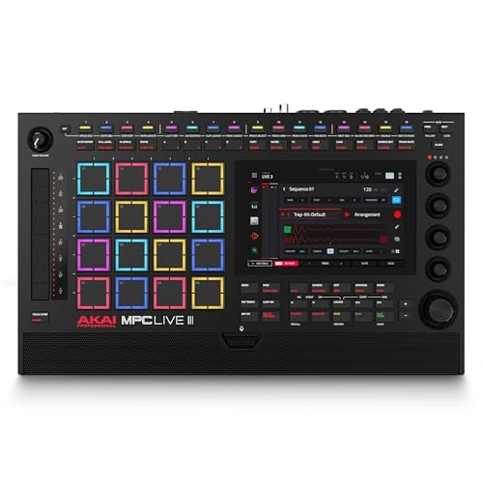 Akai Professional MPC Live III Standalone Portable Music Production Center with MPCe Pads, Sequencer, Touchscreen, Mic, Stereo Monitors, Audio Interface, Wi-Fi, Bluetooth, Battery, Touchstrip by Akai Professional - Used - Very Good condition - US$1405.68