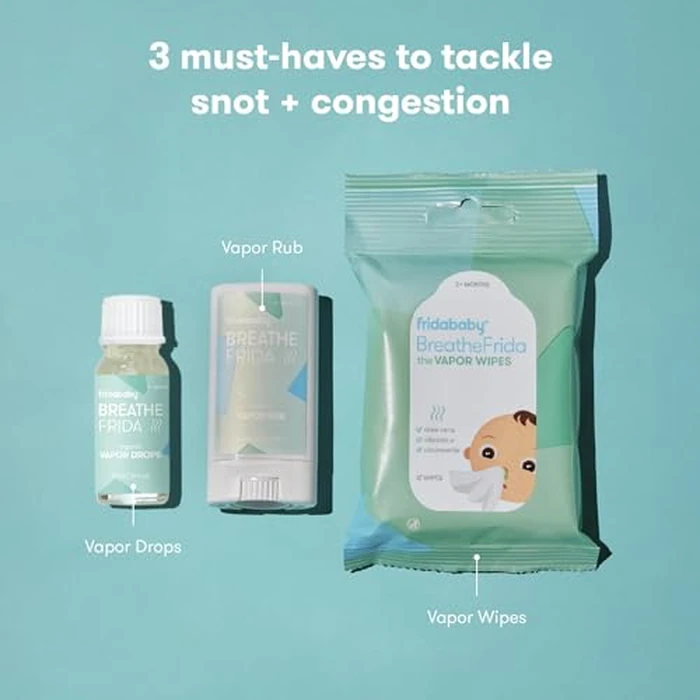 Frida Baby Breathe Easy Kit Sick Day Baby Essentials - 3pc Set Includes Vapor Wipes, Vapor Rub + Organic Vapor Drops to Help Baby Breathe Easy, Natural Baby Congestion Relief by Frida Baby - Image 2