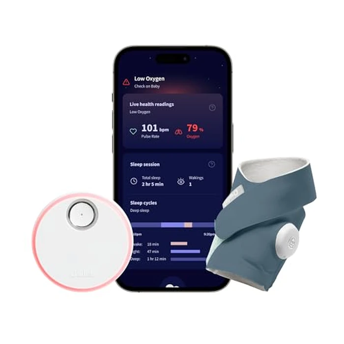 Owlet Dream Sock - Smart Wearable Baby Monitor, Infant SpO2 Monitor Tracks Heart Rate & Oxygen - Parents Receive Alerts, Sleep & Health Insights via App - Bedtime Blue by Owlet - Image 1