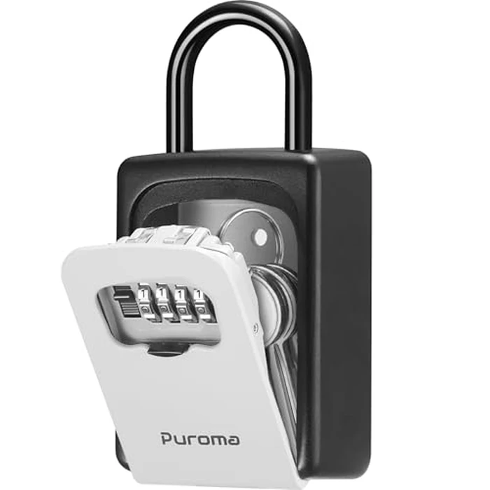 Puroma Lock Box, Large Key Lock Box Resettable Combination Code Lockbox, Portable Wall Mount Lockbox Security Safe Box for Outside Outdoor Home Office Door Handle House Key, Gray (1 Pack) by Puroma - Used - Very Good condition - US$18.06