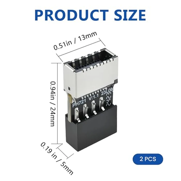 SATUY USB 2.0 to USB 3.2 Gen 1 Header Adapter, Mainboard 9 Pin Male to USB 3.1 Type-E (A-Key) Female Converter for Extending USB C Ports on Front Panel of PC (2 Pack) by SATUY - Image 2