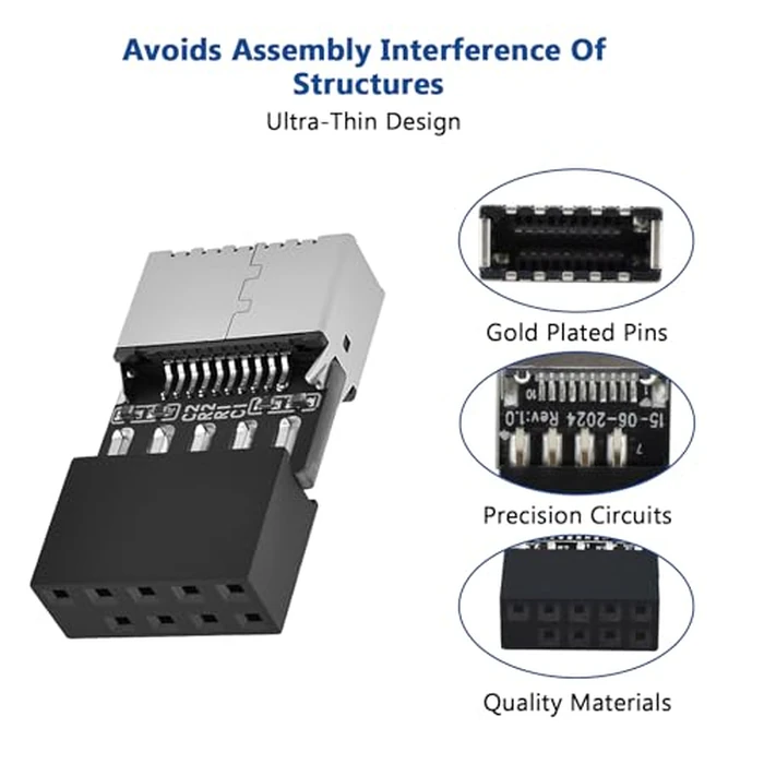 SATUY USB 2.0 to USB 3.2 Gen 1 Header Adapter, Mainboard 9 Pin Male to USB 3.1 Type-E (A-Key) Female Converter for Extending USB C Ports on Front Panel of PC (2 Pack) by SATUY - Image 4